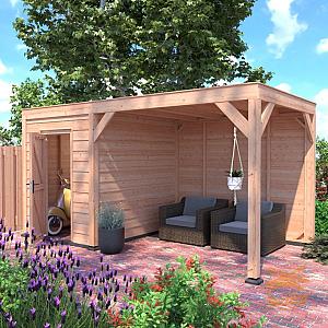 Onze Outdoor Life Overkappingen en Blokhutten worden geleverd exclusief dakbedekking, vloer en Funda