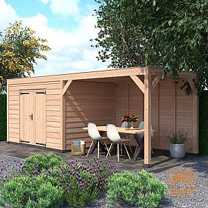 Onze Outdoor Life Overkappingen en Blokhutten worden geleverd exclusief dakbedekking, vloer en Funda