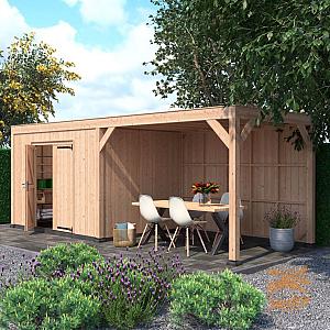 Onze Outdoor Life Overkappingen en Blokhutten worden geleverd exclusief dakbedekking, vloer en Funda