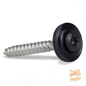 Daktrimschroef RVS Met Zwarte Kop RAL 9005 En EPDM Ring, 4,5x35mm. 200 stuks