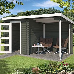 Onze Outdoor Life Overkappingen en Blokhutten worden geleverd exclusief dakbedekking, vloer en Funda