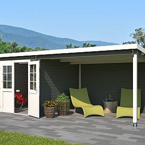 Onze Outdoor Life Overkappingen en Blokhutten worden geleverd exclusief dakbedekking, vloer en Funda