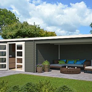 Onze Outdoor Life Overkappingen en Blokhutten worden geleverd exclusief dakbedekking, vloer en Funda