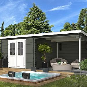 Onze Outdoor Life Overkappingen en Blokhutten worden geleverd exclusief dakbedekking, vloer en Funda