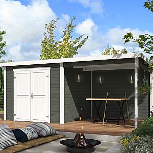 Onze Outdoor Life Overkappingen en Blokhutten worden geleverd exclusief dakbedekking, vloer en Funda