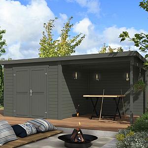 Onze Outdoor Life Overkappingen en Blokhutten worden geleverd exclusief dakbedekking, vloer en Funda