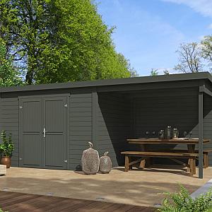 Onze Outdoor Life Overkappingen en Blokhutten worden geleverd exclusief dakbedekking, vloer en Funda