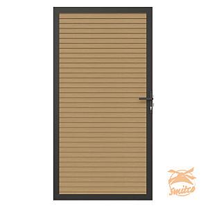 NewTechWood Co-Extrusie Composiet Deur In Aluminium Frame, Horizontaal Triple, 100x195cm. Red Cedar