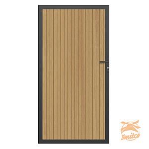 NewTechWood Co-Extrusie Composiet Deur In Aluminium Frame, Verticaal Triple, 100x195cm. Red Cedar