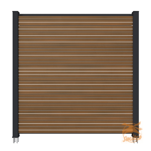 NewTechWood Co-Extrusie Composiet Scherm Triple, 180x180cm. Teak/Zwart