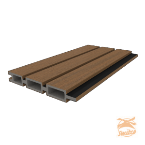 NewTechWood Co-Extrusie Composiet Triple Rhombus Schermplank, 2,1x16x180cm. Teak/Zwart