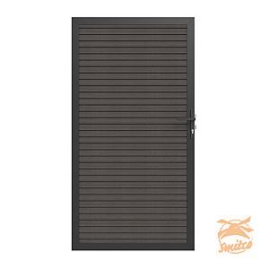 NewTechWood Co-Extrusie Composiet Deur In Aluminium Frame, Horizontaal Triple, 100x195cm. Silver Gra