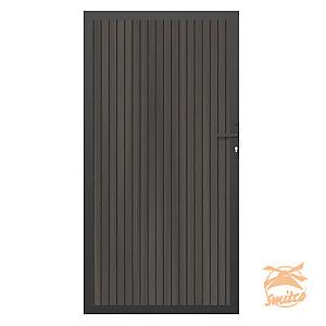 NewTechWood Co-Extrusie Composiet Deur In Aluminium Frame, Verticaal Triple, 100x195cm. Silver Gray