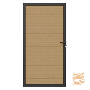 NewTechWood Co-Extrusie Composiet Deur In Aluminium Frame, Horizontaal, 100x195cm. Red Cedar