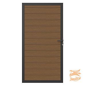 NewTechWood Co-Extrusie Composiet Deur In Aluminium Frame, Horizontaal, 100x195cm. Teak