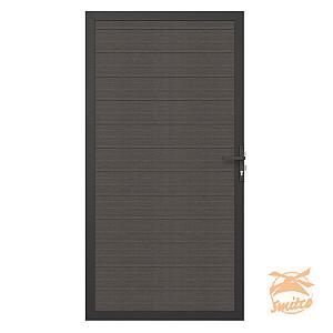 NewTechWood Co-Extrusie Composiet Deur In Aluminium Frame, Horizontaal, 100x195cm. Silver Gray