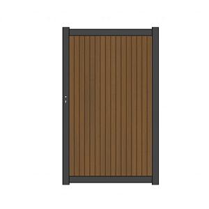 NewTechWood Co-Extrusie Composiet Deur Premium In Aluminium Frame, Verticaal Triple, 97x186cm. Teak