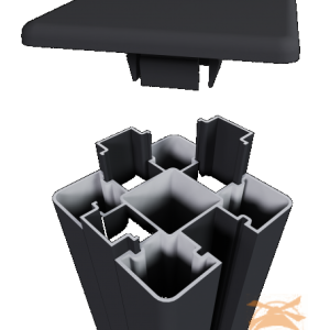 NewTechWood Aluminium Sleufpaal, Met Paalkap, 8x8x195cm. Zwart