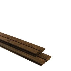 Douglas Geschaafd 2-Zijdig Dubbel Rhombus Profielplank, 2,7x14,5x400cm. Bruin Geimpregneerd