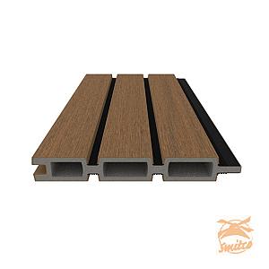NewTechWood HKC Co-Extrusie Castellation PRO35 Wandbekleding 3,3x21,5x290cm. Teak/Zwart