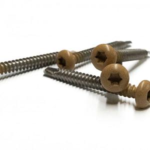 RVS Schroef Met Gekleurde Top Voor NTW Castellation PRO, set a 50 stuks Incl. Bit, Red Cedar