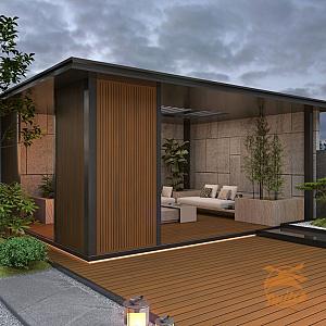 NewTechWood Co-Extrusie Composiet Schermplank, 2,1x16x300cm. Teak