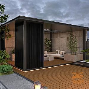 NewTechWood Co-Extrusie Aluminium U-Profiel 300cm. Ebony Zwart