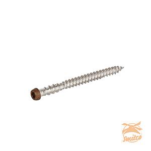 RVS Schroef Met Gekleurde Top Voor NTW Terrasplanken, Set a 100 Stuks Incl. Bit, Teak