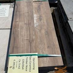 Opruiming ca. 5 m2. GeoCeramica 120x30x4 Timber Noce