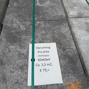 Opruiming ca. 3,5 m2. Pro Arte 60x60x4 Donker Grijs