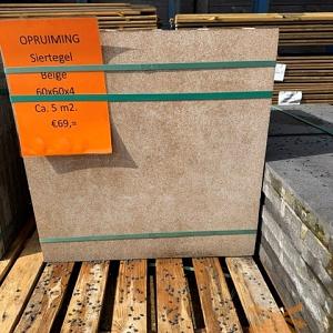 Opruiming ca. 5 m2. Siertegel Beige 60x60x4