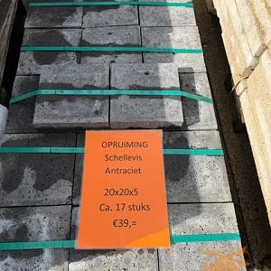 Opruiming 17 stuks Schellevis 20x20x5 Antraciet