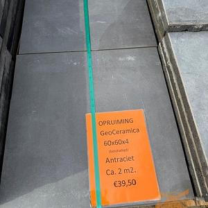 Opruiming ca. 2 m2. GeoCeramica Antraciet 60x60x4