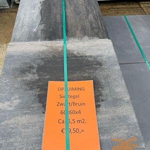 Opruiming ca. 5,5 m2. Siertegel Zwart Bruin 60x60x4