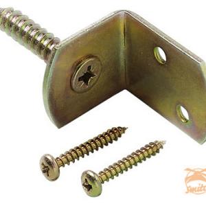 L-beslag Inclusief Schroeven, 4 stuks op kaart , Geel Verzinkt