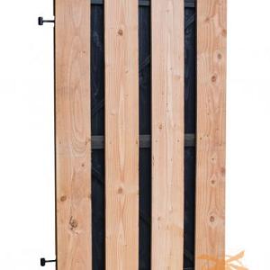 Douglas Fijnbezaagd Plankendeur COMBI Met Zwarte Binnenzijde Op Zwart Frame  100x180cm. W42008