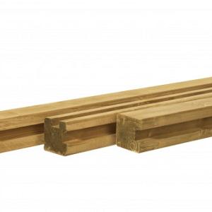 Grenen Sleufpaal 8,8x8,8x270cm. t.b.v. 28 mm. Profielplanken, Eindpaal Groen Geïmpregneerd W07030