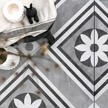 GeoCeramica® 60x60x4 Concreet Flower Decorate