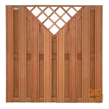 Hardhout Rechtscherm 15-Planks + V-Trellis 180 x 180  007475