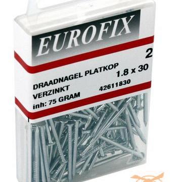 Draadnagel 1.6X25 PK (75GR) Verzinkt Blister Eurofix