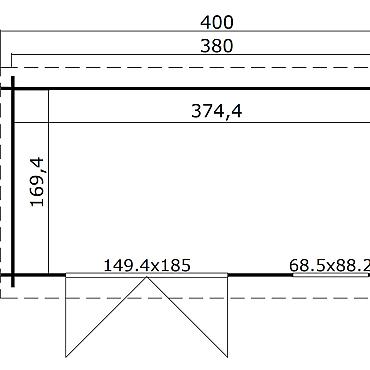 Tuinhuis Amira 380x175 Onbehandeld