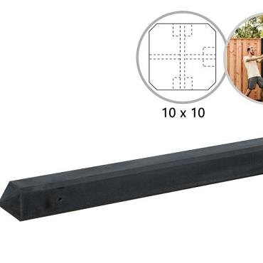 Betonpaal T-Paal Antraciet Glad Met Diamantkop 10x10x280 cm. W13247