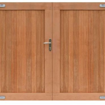 Hardhouten Dubbele Toegangspoort, Verticaal, 300 x 180 cm. incl. Beslag