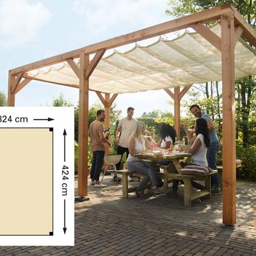 Douglas Pergola Houtpakket 324 x 424 cm. t.b.v. Schaduwdoek 290 x 400 cm. Kleurloos Ge#mpregneerd  W12403