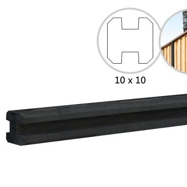 Betonpaal Glad Met Vellingkant, v.z.v. Sleuf, 10x10x270 cm. Antraciet, Ongecoat, Tussenpaal  W32400