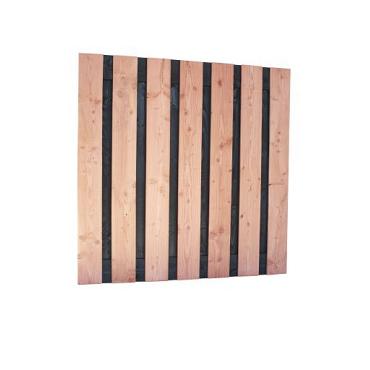 Fijnbezaagd Douglas  Plankenscherm COMBI Met Zwarte Binnenzijde   180x180 cm.  W42007