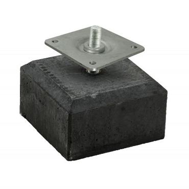 Betonpoer Tegel 18x18x10 cm. Schroefdraad M20, Antraciet. 1001205