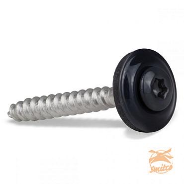 Daktrimschroef RVS met zwarte kop RAL 9005 en EPDM ring, 4,5 x 35 mm, 200 stuks.