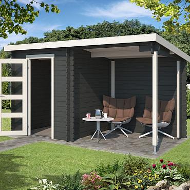 Onze Outdoor Life Overkappingen en Blokhutten worden geleverd exclusief dakbedekking, vloer en Funda