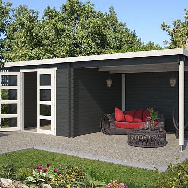 Onze Outdoor Life Overkappingen en Blokhutten worden geleverd exclusief dakbedekking, vloer en Funda